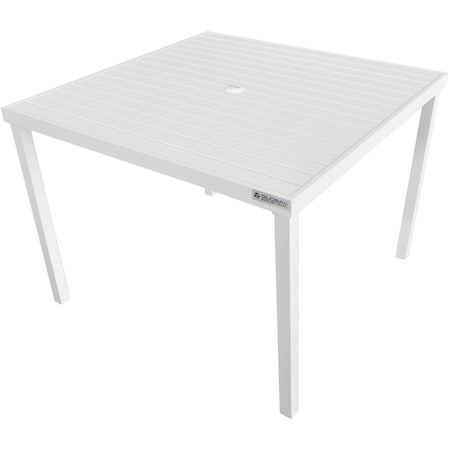 Global Industrial 40 Square Aluminum Slatted Dining Table, White 437005WH